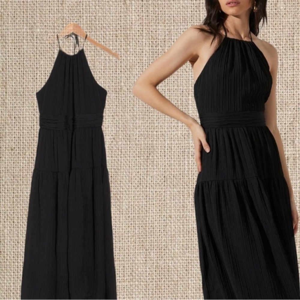 Astr Black Halter Midi Dress